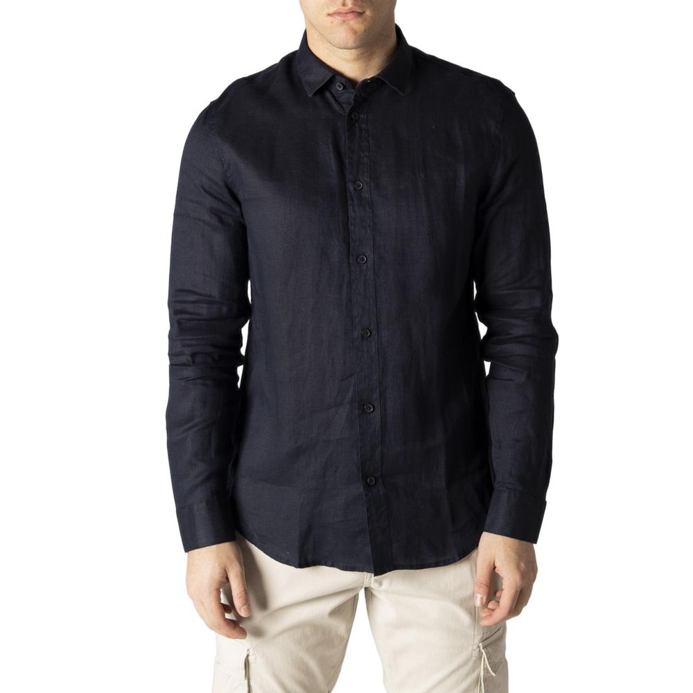 Camicia di lino blu