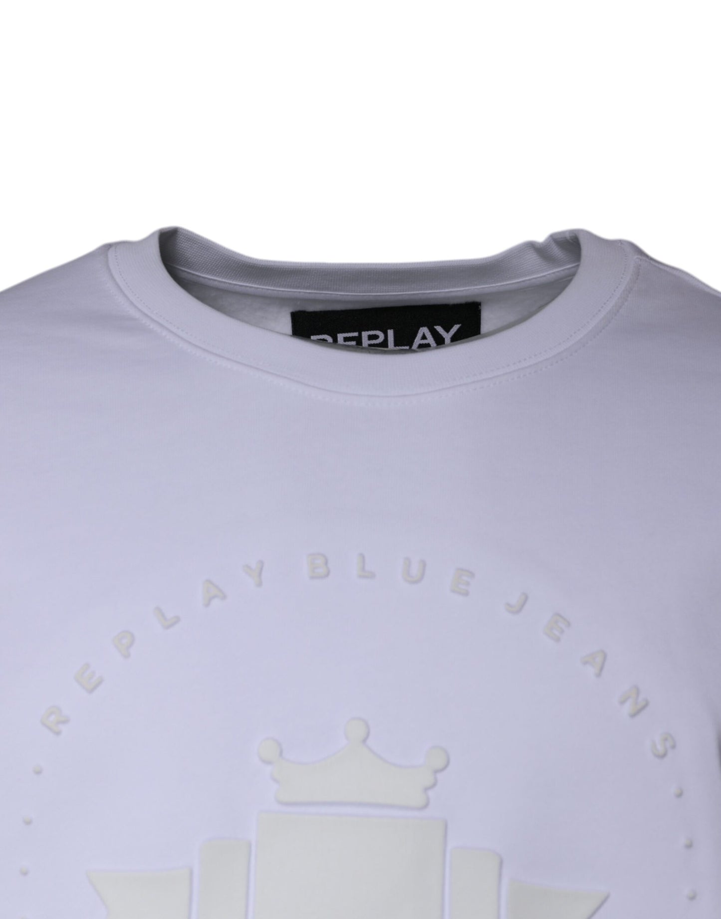 Felpa girocollo da uomo con logo in rilievo bianco