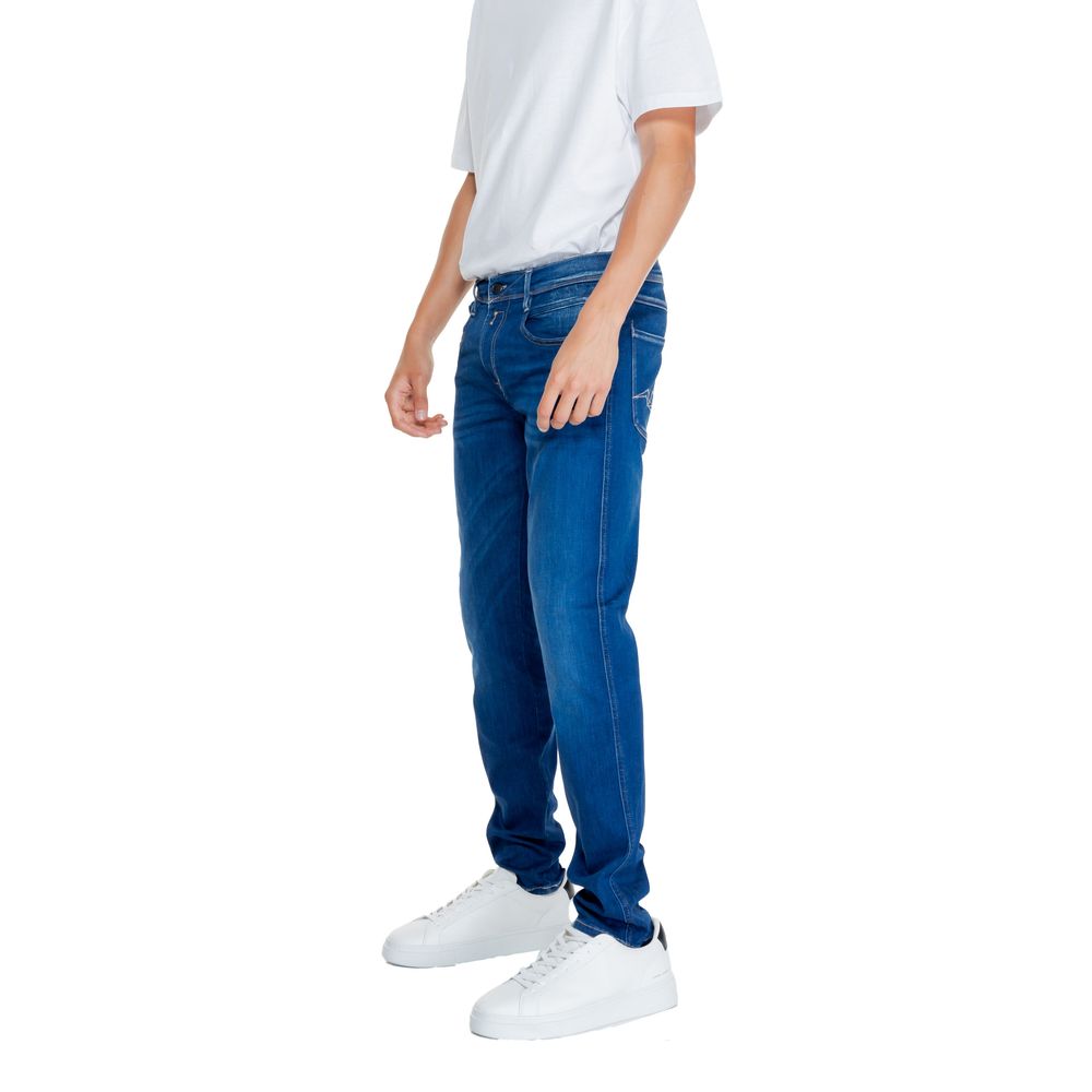 Jeans blu in cotone dalla vestibilità rilassata