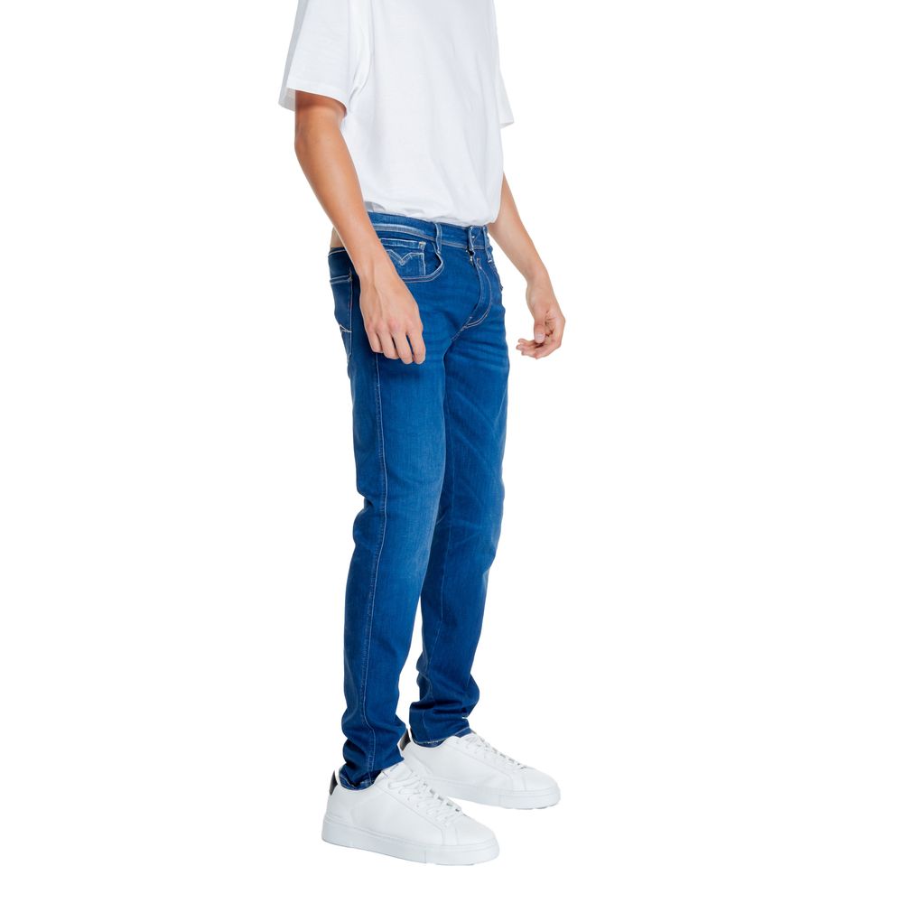 Jeans blu in cotone dalla vestibilità rilassata