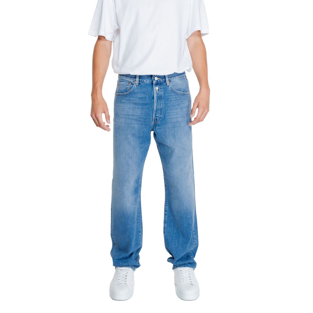 Jeans blu in cotone dalla vestibilità rilassata
