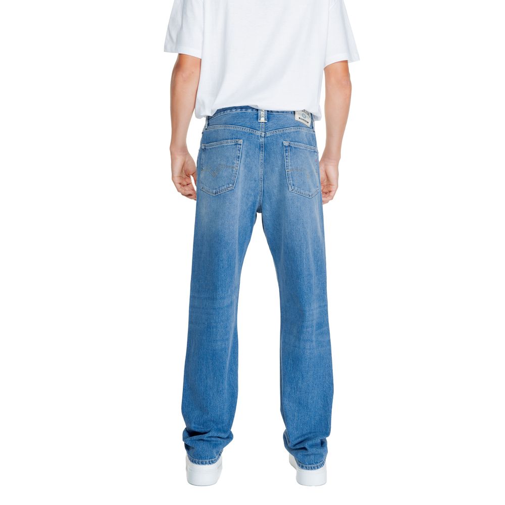 Jeans blu in cotone dalla vestibilità rilassata