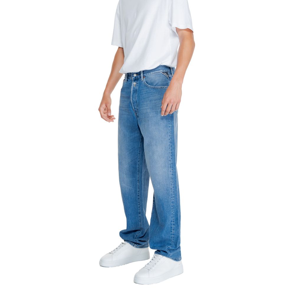 Jeans blu in cotone dalla vestibilità rilassata
