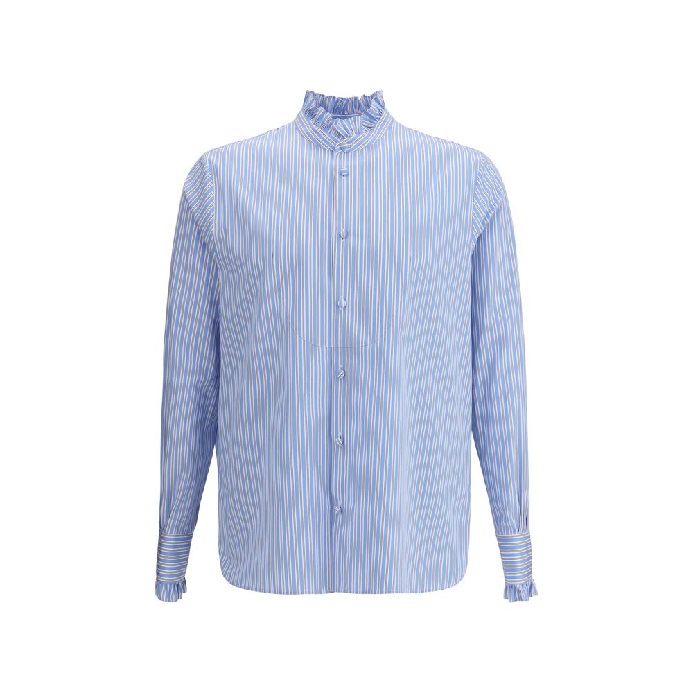 Camicia a righe con plastron e volant