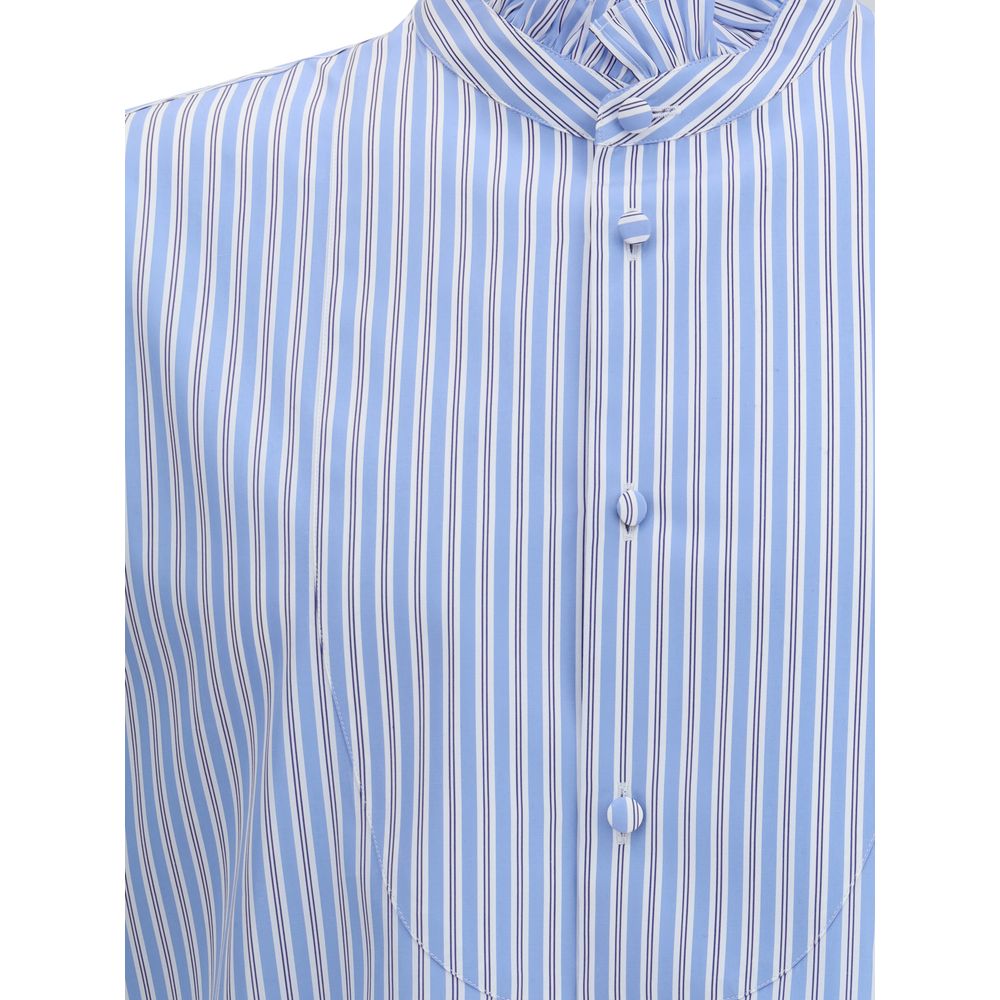 Camicia a righe con plastron e volant