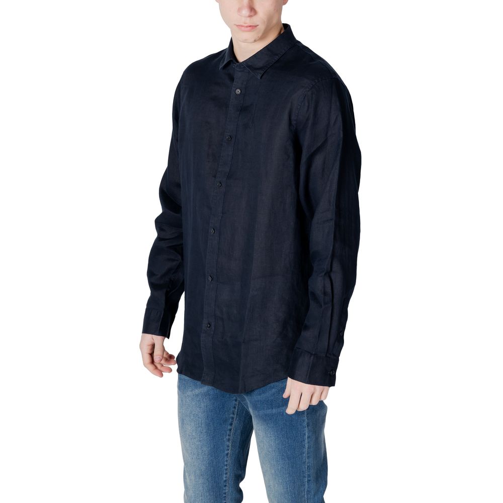 Camicia di lino blu