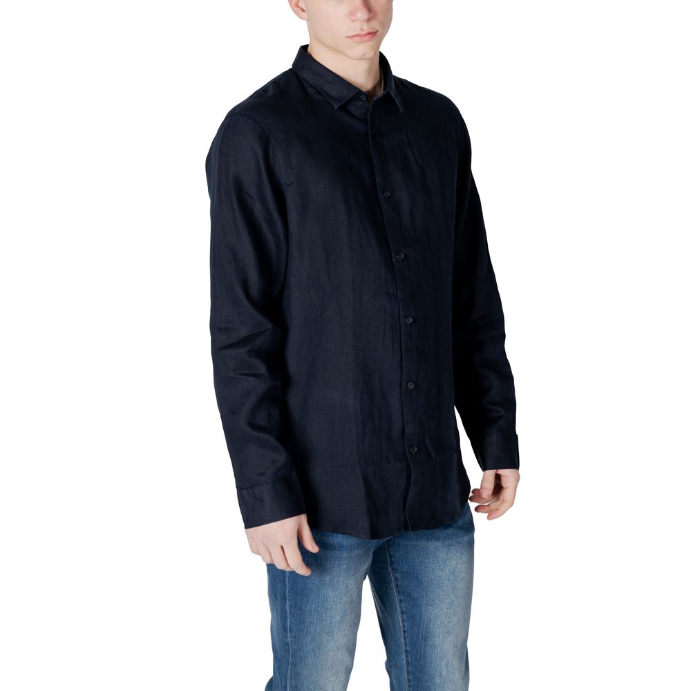 Camicia di lino blu