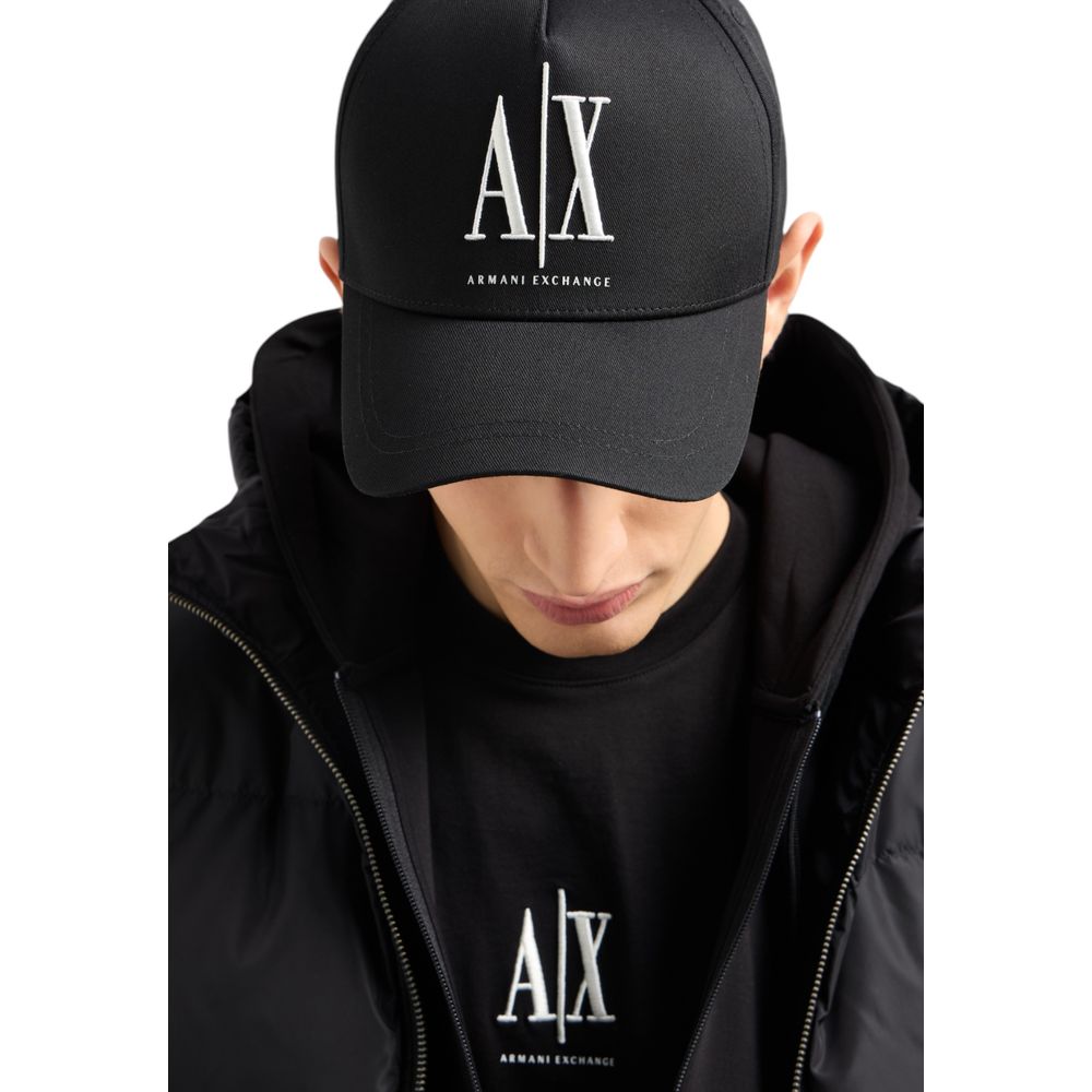 Cappello da baseball con visiera in cotone nero
