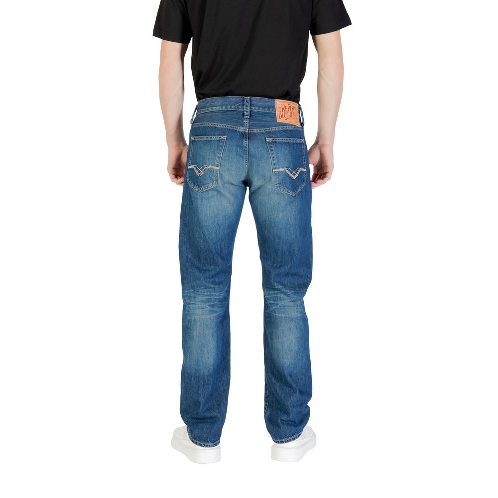 Jeans blu in cotone dalla vestibilità rilassata