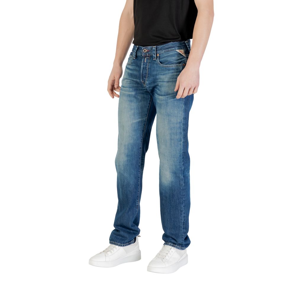 Jeans blu in cotone dalla vestibilità rilassata