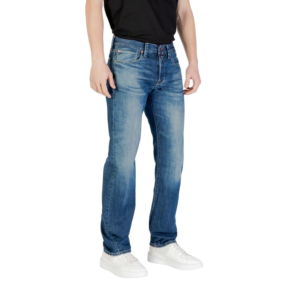 Jeans blu in cotone dalla vestibilità rilassata