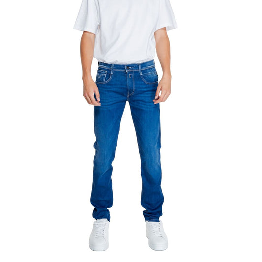 Jeans blu in cotone dalla vestibilità rilassata