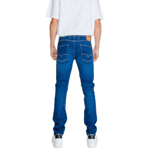 Jeans blu in cotone dalla vestibilità rilassata