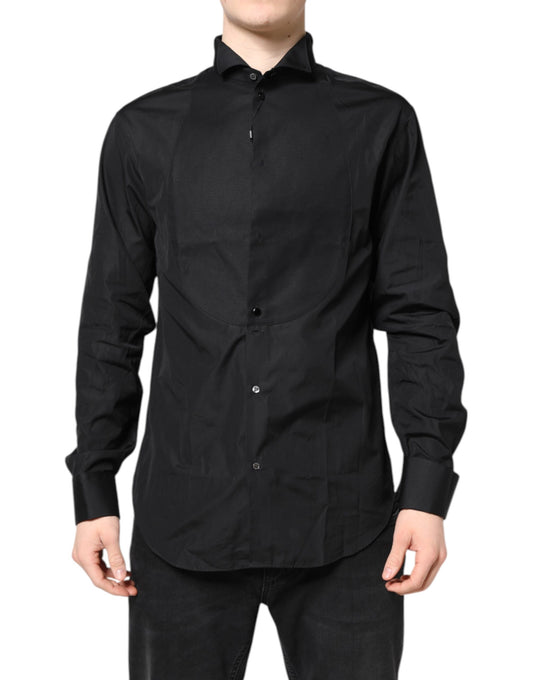 Camicia formale a maniche lunghe in cotone nero