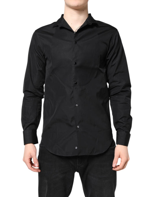 Camicia formale da uomo a maniche lunghe in cotone nero