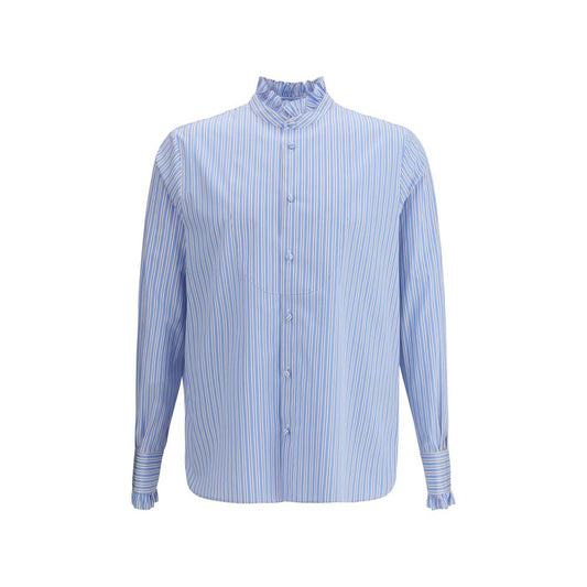 Camicia a righe con plastron e volant