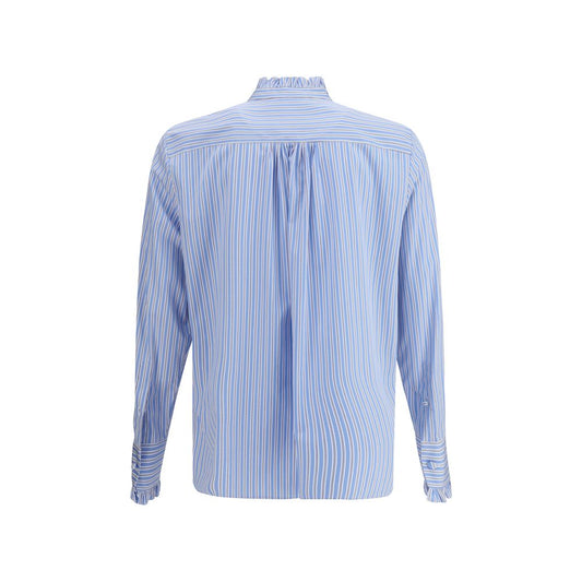 Camicia a righe con plastron e volant