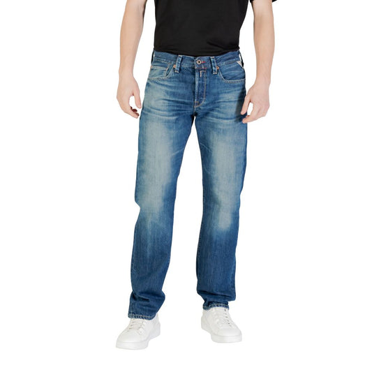 Jeans blu in cotone dalla vestibilità rilassata
