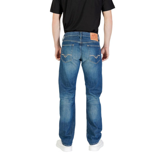 Jeans blu in cotone dalla vestibilità rilassata